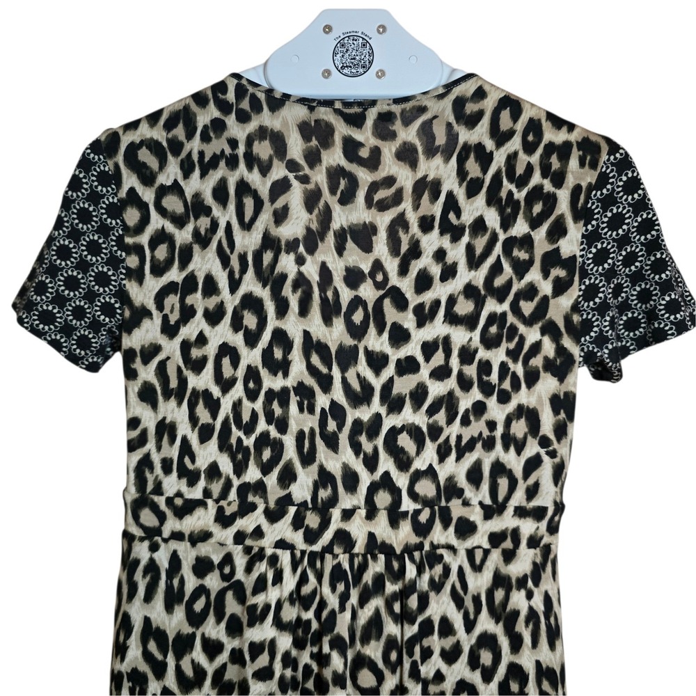 Weekend Max Mara Leopard Silk Cotton‎ Midi Dress Women Long Sleeve Daywear - Picture 4 of 7